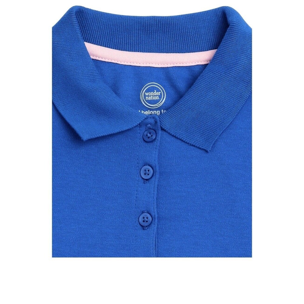 Pack Of 3  Girls School Uniform Short Sleeve Polo Shirts Blue XL (14-16) - Picture 7 of 8